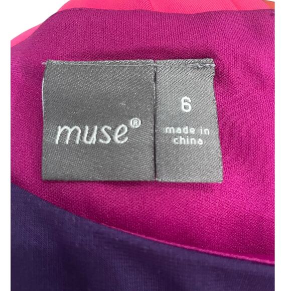 Muse Women's Sheath Dress Colorful Size 6 Knee Length Sleeveless Office Business - Picture 8 of 9